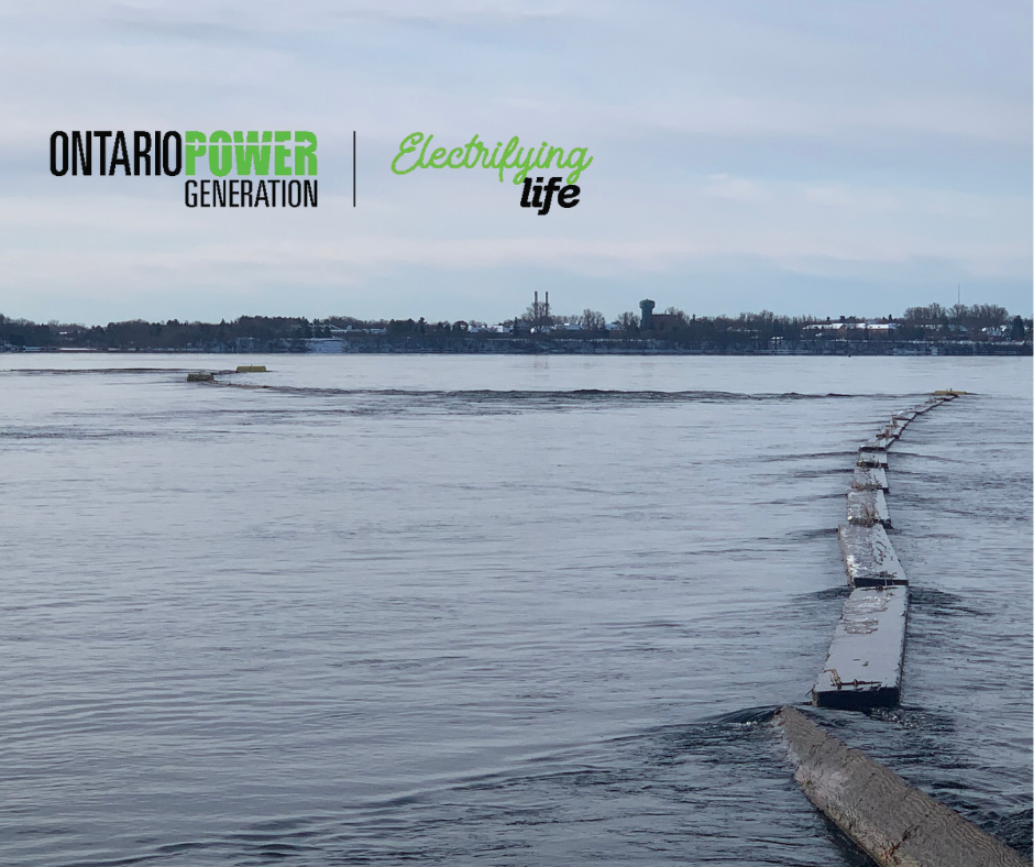 Ice River Booms in River