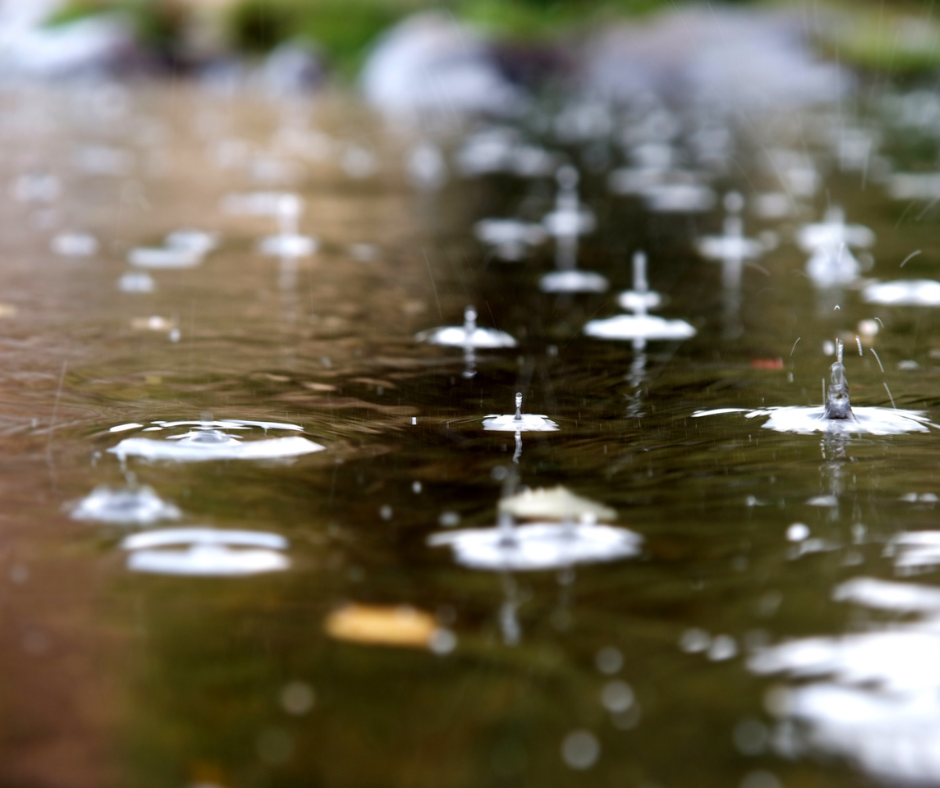 Raindrops in a river
