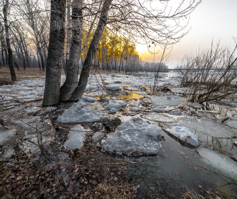 ice melt and breakup on a river
