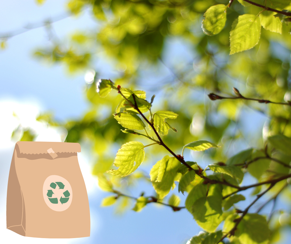 Branches with yard trimming bag