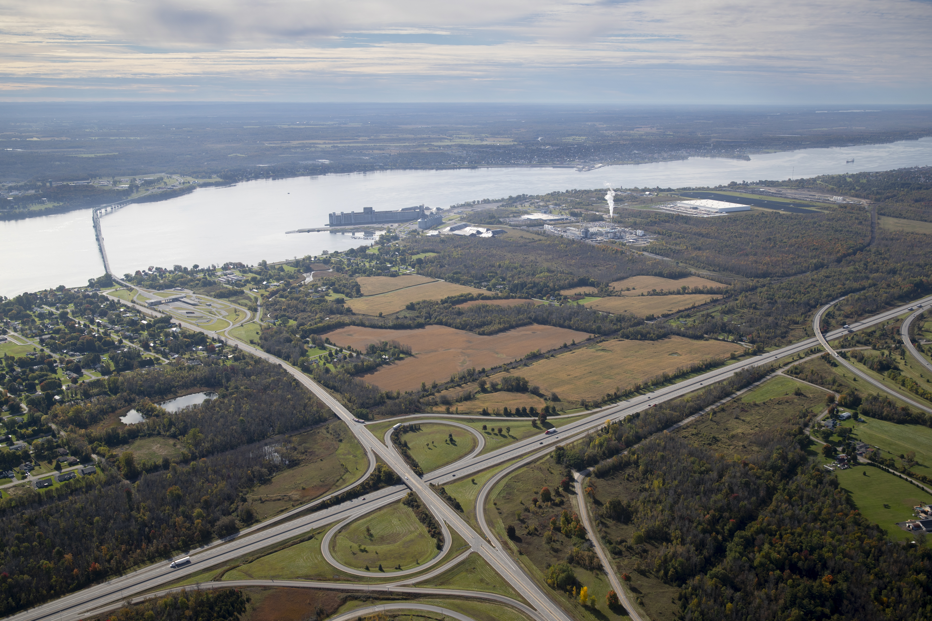 Aerial view of the highway 401 and 416 interchange
