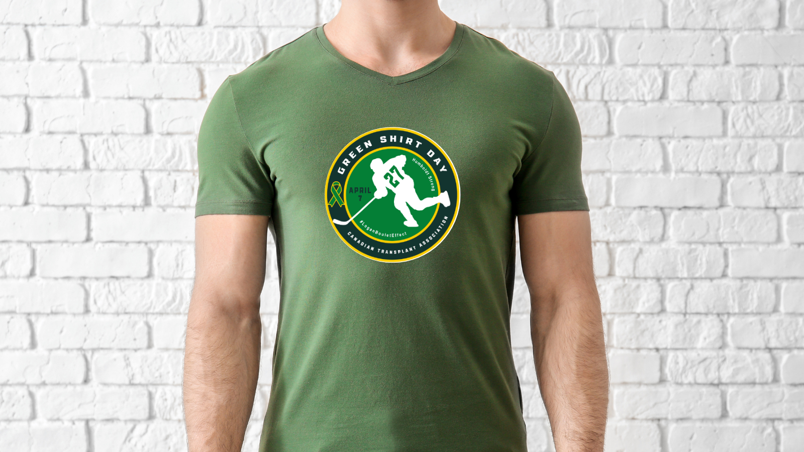 model wearing Green Shirt Day tshirt