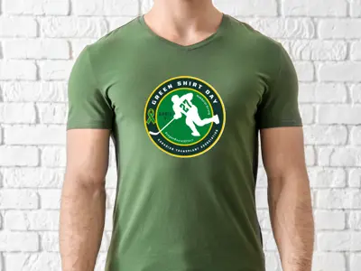 model wearing Green Shirt Day tshirt