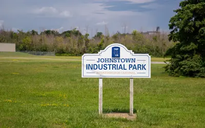 a sign for the Johnstown Industrial Park