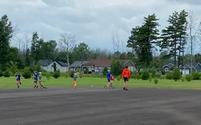Kids playing hockey