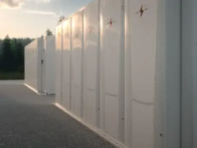 Metal cabinets on gravel pad