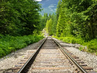 railroad through wooded area